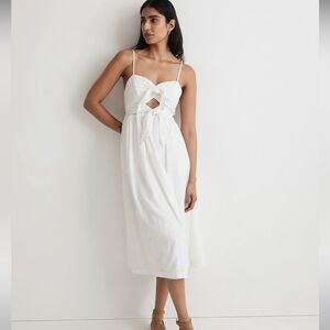 Madewell NWT Double Tie Cutout Sweetheart Midi Dress Size 00 in Eyelet White